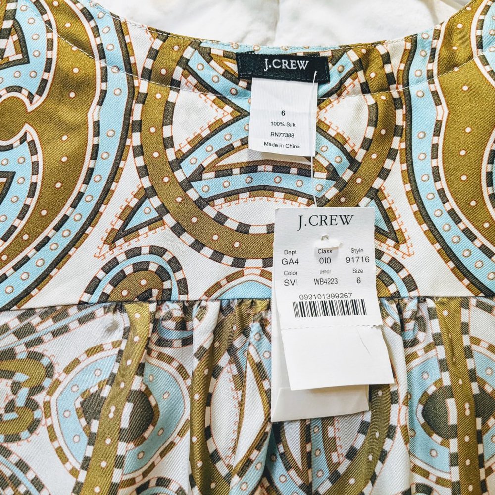 J Crew "vintage" silk blue and brown dress - Picture 11 of 13